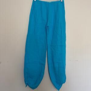 Stark X White Gauzey Cotton Bright Blue Tie Ankle Casual Pull On Pants Size S